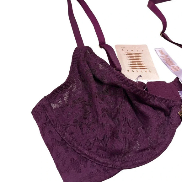 NWT Tagged By Savage Unlined Stretch Mesh Plunge Cups Bra Size 36D - Picture 5 of 10